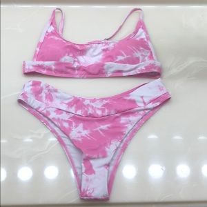 Pink tye dye bikini set